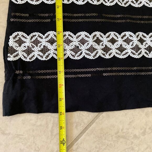 White House Black Market Sequined Cocktail party midi dress women XL Black/White - Picture 5 of 10